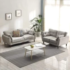 Brooks Fabric Sofa Range In Stone Beige