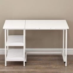 Atelier Adjustable Desk With Shelves In White -Garden Store 81RmZoGKgeL. SL1500