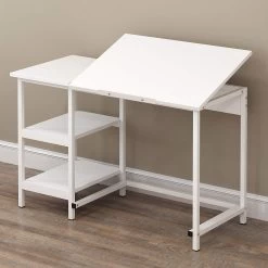 Atelier Adjustable Desk With Shelves In White -Garden Store 81mg6aH2FUL. SL1500