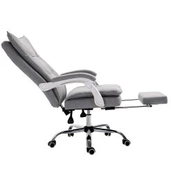 Executive Double Layer Padding Recline Office Desk Chair With Footrest, MR77 Grey Fabric -Garden Store 81uozJ69pNL. SL1500