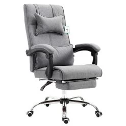 Lawrence Executive Reclining Chair With Foot And Headrest In Grey