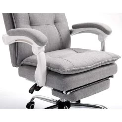 Executive Double Layer Padding Recline Office Desk Chair With Footrest, MR77 Grey Fabric -Garden Store 91lB88quT7L. SL1500
