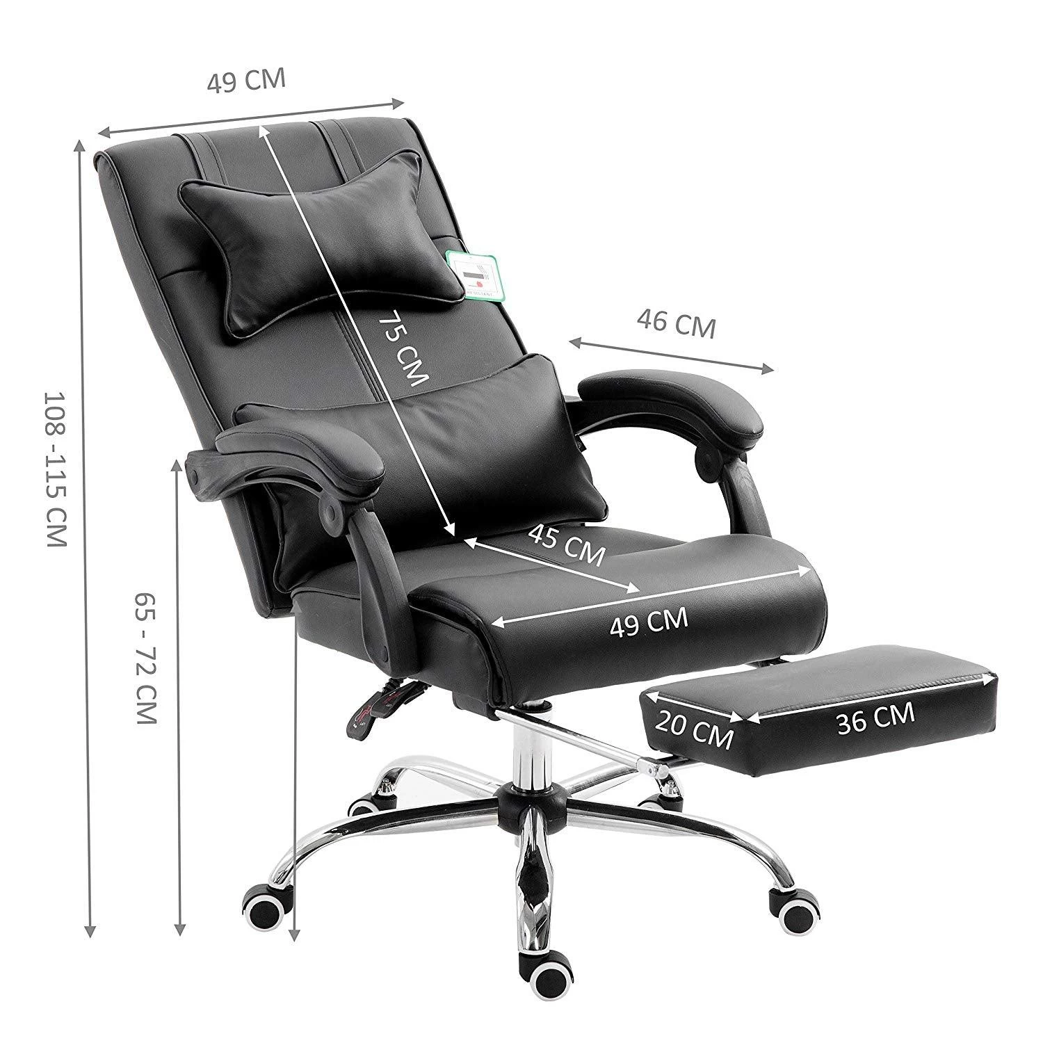 Lawrence Executive Reclining Chair With Foot And Headrest In Black 4 Lawrence Executive Reclining Chair With Foot And Headrest In Black - Image 2