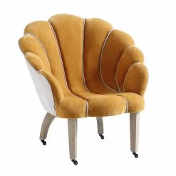 Barnard Scalloped Clam Chair, Mustard Chenille -Garden Store ACH 2163 MUSTARD CHENILLE WB1