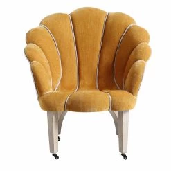 Barnard Scalloped Clam Chair, Mustard Chenille -Garden Store ACH 2163 MUSTARD CHENILLE WB2