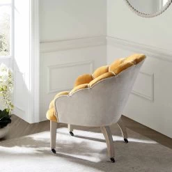 Barnard Scalloped Clam Chair, Mustard Chenille -Garden Store ACH 2163 MUSTARD CHENILLE scene2