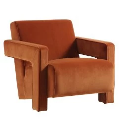 Brompton Sculptural Armchair, Rust Velvet -Garden Store ACH 2173 RUST VEL WB1