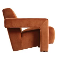 Brompton Sculptural Armchair, Rust Velvet -Garden Store ACH 2173 RUST VEL WB3