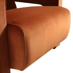 Brompton Sculptural Armchair, Rust Velvet -Garden Store ACH 2173 RUST VEL detail3