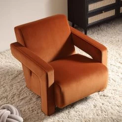 Brompton Sculptural Armchair, Rust Velvet -Garden Store ACH 2173 RUST VEL scene2