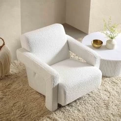 Brompton Sculptural Armchair, White Boucle -Garden Store ACH 2173 WHITE BOUCLE scene2
