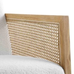 Fyne Ecru Boucle Rocking Armchair With Rattan Armrests -Garden Store ACH 40 ECRU NAT detail2