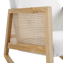 Fyne Ecru Boucle Rocking Armchair With Rattan Armrests -Garden Store ACH 40 ECRU NAT detail3