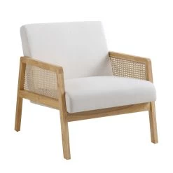 Fyne Beige Fabric Natural Frame Rattan Armchair -Garden Store ACH 608 BEIGEFAB NAT WB1