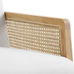 Fyne Beige Fabric Natural Frame Rattan Armchair -Garden Store ACH 608 BEIGEFAB NAT detail3