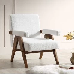 Chinnor White Boucle Accent Chair