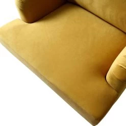 Brigette Mustard Velvet Armchair With Antique Brass Castor Legs -Garden Store AYSF 010 MUSTARD VEL 1ST detail2