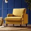 Brigette Mustard Velvet Armchair With Antique Brass Castor Legs -Garden Store AYSF 010 MUSTARD VEL 1ST main