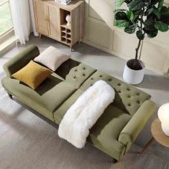 Hanney 3-Seater Chesterfield Sofabed In Moss Green Velvet -Garden Store AYSF 011 MOSSGREEN VEL scene2