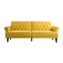 Hanney 3-Seater Chesterfield Sofabed In Mustard Yellow Velvet -Garden Store AYSF 011 MUSTARD VEL WB1