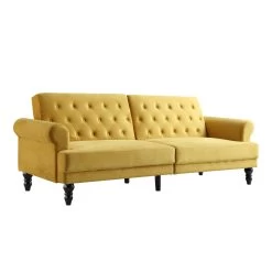 Hanney 3-Seater Chesterfield Sofabed In Mustard Yellow Velvet -Garden Store AYSF 011 MUSTARD VEL WB2