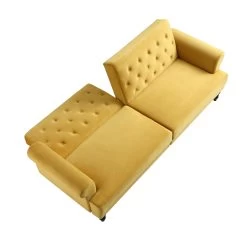 Hanney 3-Seater Chesterfield Sofabed In Mustard Yellow Velvet -Garden Store AYSF 011 MUSTARD VEL WB4