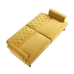 Hanney 3-Seater Chesterfield Sofabed In Mustard Yellow Velvet -Garden Store AYSF 011 MUSTARD VEL WB5