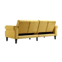 Hanney 3-Seater Chesterfield Sofabed In Mustard Yellow Velvet -Garden Store AYSF 011 MUSTARD VEL WB7