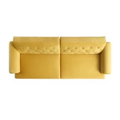 Hanney 3-Seater Chesterfield Sofabed In Mustard Yellow Velvet -Garden Store AYSF 011 MUSTARD VEL WB8