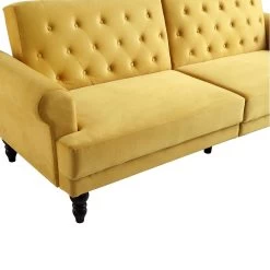 Hanney 3-Seater Chesterfield Sofabed In Mustard Yellow Velvet -Garden Store AYSF 011 MUSTARD VEL detail1