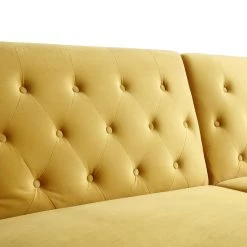 Hanney 3-Seater Chesterfield Sofabed In Mustard Yellow Velvet -Garden Store AYSF 011 MUSTARD VEL detail2