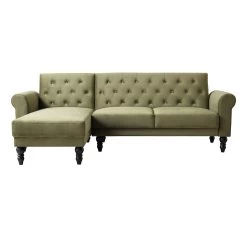 Hanney Chesterfield Chaise Sofabed In Moss Green Velvet -Garden Store AYSF 012 MOSSGREEN VEL WB1