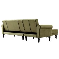 Hanney Chesterfield Chaise Sofabed In Moss Green Velvet -Garden Store AYSF 012 MOSSGREEN VEL WB10