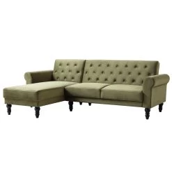 Hanney Chesterfield Chaise Sofabed In Moss Green Velvet -Garden Store AYSF 012 MOSSGREEN VEL WB2