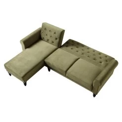 Hanney Chesterfield Chaise Sofabed In Moss Green Velvet -Garden Store AYSF 012 MOSSGREEN VEL WB4