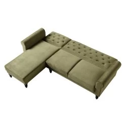 Hanney Chesterfield Chaise Sofabed In Moss Green Velvet -Garden Store AYSF 012 MOSSGREEN VEL WB5