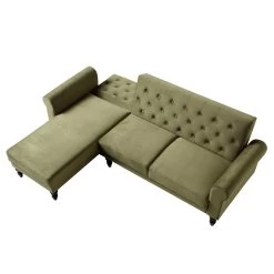 Hanney Chesterfield Chaise Sofabed In Moss Green Velvet -Garden Store AYSF 012 MOSSGREEN VEL WB6