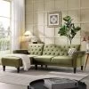 Hanney Chesterfield Chaise Sofabed In Moss Green Velvet