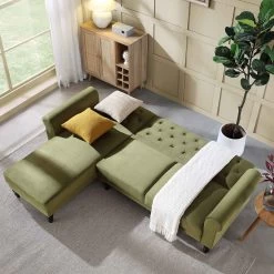 Hanney Chesterfield Chaise Sofabed In Moss Green Velvet -Garden Store AYSF 012 MOSSGREEN VEL scene2