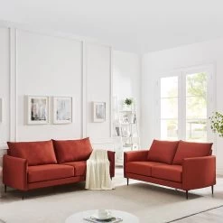 Bari Burnt Ochre Fabric Sofa -Garden Store AYSF 08 ORANGEFAB 2N3ST scene1