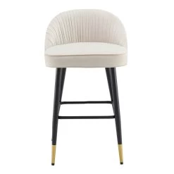 Miyae Set Of 2 Pleated Champagne Beige Velvet Upholstered Counter Stools 16 Miyae Set Of 2 Pleated Champagne Beige Velvet Upholstered Counter Stools -Garden Store BCH 2148 CHAMP VEL 2P WB4