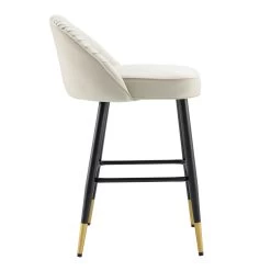 Miyae Set Of 2 Pleated Champagne Beige Velvet Upholstered Counter Stools 20 Miyae Set Of 2 Pleated Champagne Beige Velvet Upholstered Counter Stools -Garden Store BCH 2148 CHAMP VEL 2P WB5