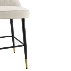 Miyae Set Of 2 Pleated Champagne Beige Velvet Upholstered Counter Stools 24 Miyae Set Of 2 Pleated Champagne Beige Velvet Upholstered Counter Stools -Garden Store BCH 2148 CHAMP VEL 2P detail3
