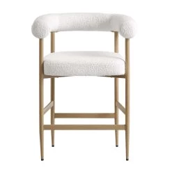 Fulbourn White Boucle Counter Stool With Natural Wood Effect Legs -Garden Store BCH 2171 WHITE BOUCLE NAT WB2