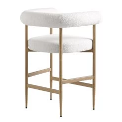 Fulbourn White Boucle Counter Stool With Natural Wood Effect Legs -Garden Store BCH 2171 WHITE BOUCLE NAT WB4