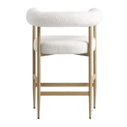Fulbourn White Boucle Counter Stool With Natural Wood Effect Legs -Garden Store BCH 2171 WHITE BOUCLE NAT WB5