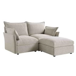 Byron Pillow Edge Mist Grey Boucle Modular Sofa, 2-Seater Chaise -Garden Store BOSF 7053 GREY BOU 2STCHAISE WB1