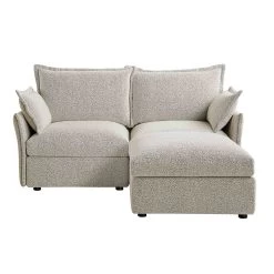 Byron Pillow Edge Mist Grey Boucle Modular Sofa, 2-Seater Chaise -Garden Store BOSF 7053 GREY BOU 2STCHAISE WB2