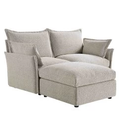 Byron Pillow Edge Mist Grey Boucle Modular Sofa, 2-Seater Chaise -Garden Store BOSF 7053 GREY BOU 2STCHAISE WB3