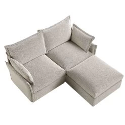 Byron Pillow Edge Mist Grey Boucle Modular Sofa, 2-Seater Chaise -Garden Store BOSF 7053 GREY BOU 2STCHAISE WB5